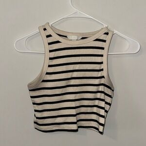 H&M striped high neck cropped tank top